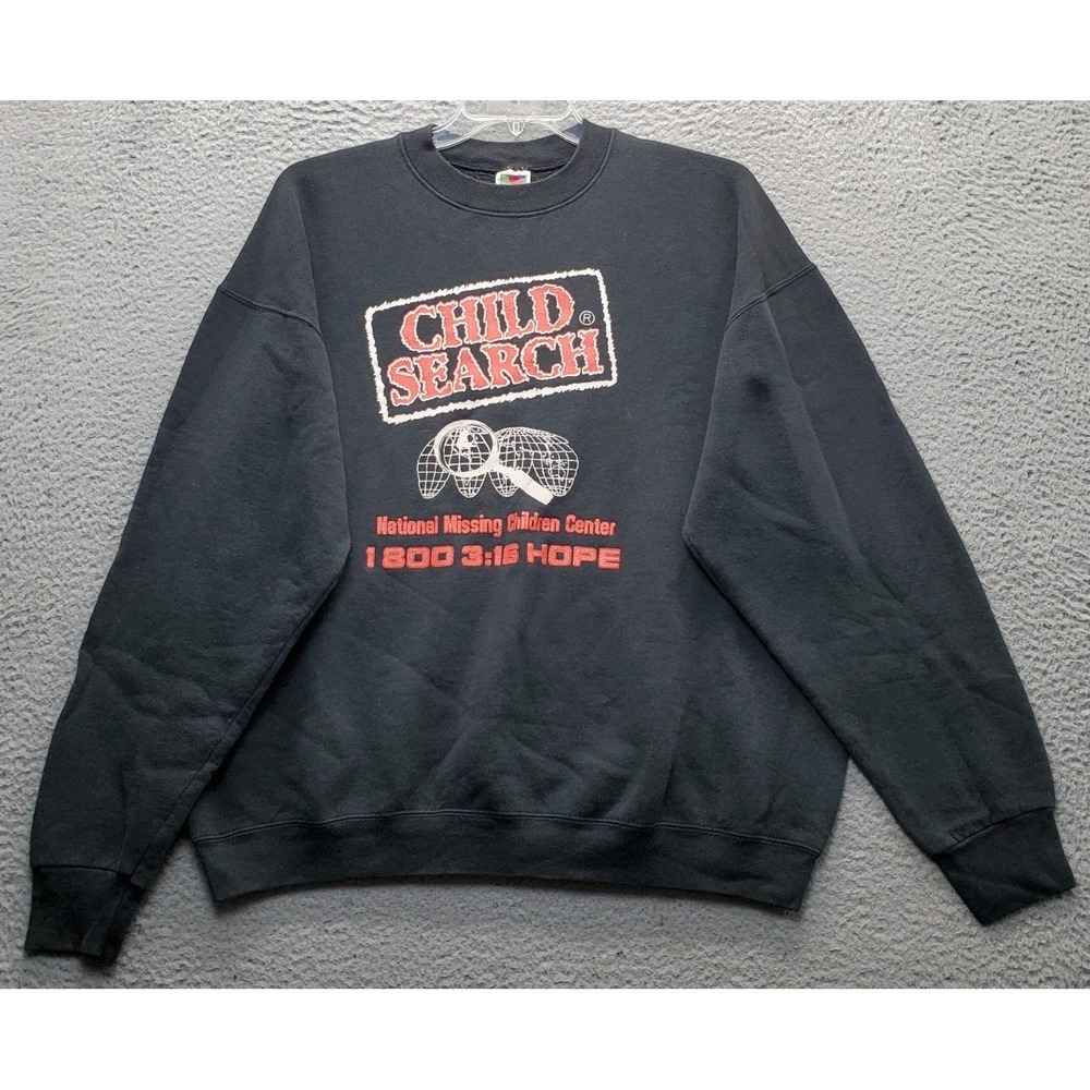 Vtg Fruit‎ of the Loom Missing Child Sweatshirt Mens XXL Multi Fleece Lined USA